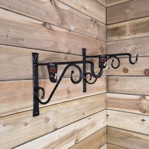 Samuel Alexander - Pack Of 2 Tom Chambers Heavy Duty Handcrafted Metal 35cm Black Twisted Wall Bracket Hook For Garden Patio Hanging Basket Planter 