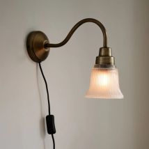 B-Ware Pr Home Wandleuchte Wandlampe Emmi Messing Patina Metall Glas Schalter Stecker