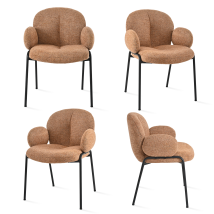Goeurvant Moderne Esszimmerstühle Mit Verstellbaren Füßen, Skandinavischer Stil, Ideal Für Esszimmer, Wohnzimmer Oder Büro - 4er Set - Orange - 