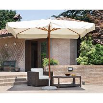 Ombrellone Da Giardino Rettangolare 3x4 Mt Palo Centrale In Legno, Serie Delux Ecrù