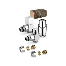 Kit De Vannes Thermostatiques D'Ameublement, Couleur Chrome, Modèle Carré Pour Tuyau Multicouche Apm 107kc 015 M 16 12 Chromé