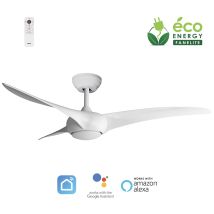 Fanelite - Ventilateur De Plafond 132 Cm Blanc Saona - Moteur Dc 38w - Led 20w Dimmable 3 Couleurs - Wifi - Contrôles Vocaux
