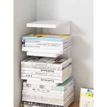 Space-saving Bookshelf For Living Room Furniture, Home Office, Newspaper And Magazine Storage (3-tier, White)