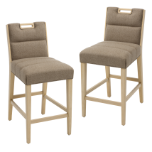Chairus Bar Stools Set Of 2 Linen Retro Rustic Counter Chairs In Wood Frmae For Kitchen Home Pub Restaurant, Khaki
