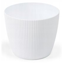 Vaso Da Fiori Magnolia Jumper, Con Coperchio In Plastica Bianca, 26 Cm