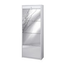 Sarmog - Schuhschrank Mit Vier Spiegeltüren Und Einer Oberen Schublade Ash White 63x29x H164 Cm