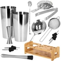 Springos 13-teiliges Cocktail-shaker-set Mit Tin Tin Shaker Mit Bambusständer Cocktail Set Aus Edelstahl Schnapsgießer Für Mixgetränke Exotischste 
