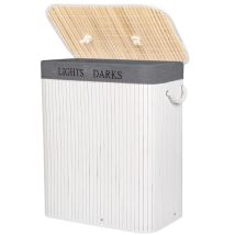 Panier À Linge En Bambou De 100 L Avec Couvercle Organisateur Blanc