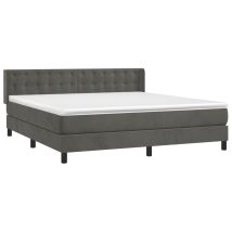 Box Spring Bed With Mattress Dark Grey 160x200 Cm Velvet Vidaxl