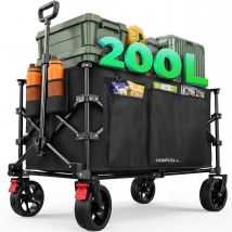 Homecall Bollerwagen Handwagen 200l Xxl-volumen Mit Praktischer Kühltasche, (strandwagen Klappbar Transportwagen), Für Einkaufen, Camping, Garten, 