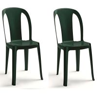 Set Di 2 Sedia Da Esterno In Resina Verde Bosco Impilabile Leggera E Robusta Design Qualità Made In Italy Sca-b Tiuana Ideale Per Giardino Bar E 