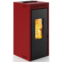 Termostufa A Pellet Ermetica Invicta "teramo Plus" Rosso 17,2 Kw