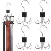 4 Pièces Porte Ceinture Pour Placard, Rangement Ceinture En Métal Rotatif À 360° Avec 6 Crochets Porte Cravate, Encombrante Cintre Porte Ceinture Pour