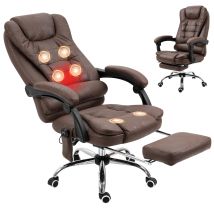 Vinsetto Poltrona Presidenziale Reclinabile Con 6 Punti Di Massaggio Marrone