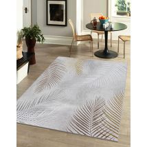 The Carpet - Mila Moderner Teppich Wohnzimmer, Elegant Glänzender Kurzflor, Grau, 140 X 200 Cm