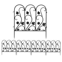 Unho - 5 Uds Vallas Decorativas Para Jardín Metalica Rigidas 81x60cm, Negro