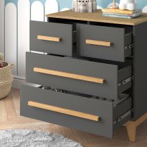 Vitalispa - Cassettiera Per Camera Da Letto Malia, Grigio/quercia, 80 X 88 Cm Con 4 Cassetti