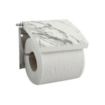 Msv - Portarrollos De Papel Higiénico De Pared Mdf Acero Inoxidable Toscana Mármol