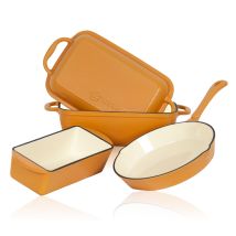Mahlzeit Set 3 Pezzi In Ghisa Ã ̃ 24 Cm, 1,6 Litri, 4,8 Litri Sunny Orange Set Da Cucina, Set Di Pentole