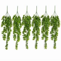 Pack Of 6 X 75cm Artificial Trailing Round Leaf Hanging Foliage Plant - Classic Gloss Green