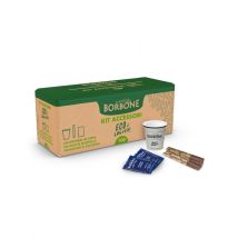 Kit Ecologico 50 Bicchieri in Carta – Palette in Betulla – Bustine di Zucchero – BORBONE