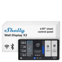 Shelly - Wall Display X2 Plata+blu H&t Marfil (paquete)- Panel De Control Domótico Wi-fi Con Termómetro, Higrómetro, Pantalla Táctil De 6.95'', 