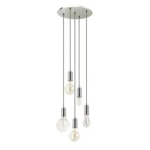 Lámpara de techo moderna E27 5x60W Acero Cromo – Altura 190 cm – Diámetro base 33 cm