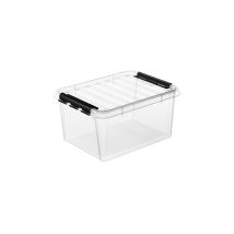 Boite De Rangement Transparente Avec Clips Noires 14 Litres Classic 15 Ref 3508390