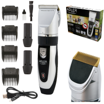 Adler – Recortadora de animales AD2823 – Potente motor 35W – Cuchillas de cerámica y titanio – 4 peines ajustables – Uso silencioso y cómodo