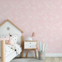 Fresco - Ullumicorn Pink Unicorn Wallpaper Pink Spongeable Children Kids Room