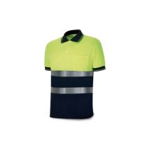 Fluoreszierendes Gelb/marineblaues Poloshirt Mit Kurzen Ärmeln Und Hoher Sichtbarkeit, Xl