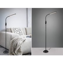 Reality Leuchten - Dimmbare Led Stehleuchte Toro Schwanenhals, Schwarz, Höhe 145cm