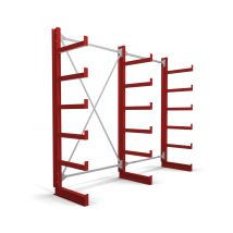Kragarmregal Einseitig 2 Felder Mit 5 Ebenen 2600x2000x500mm Feuerrot - Stier