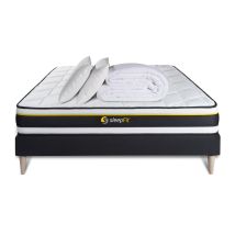 Komplettpaket - Matratze 160x200 Cm + Boxspringbett Mit Lattenrost (im Set) + 2 Kopfkissen + Bettdecke - Soft