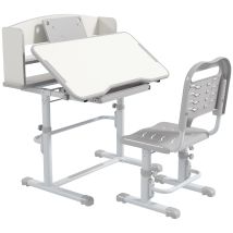 Zonekiz – Kids Desk and Chair Set – Adjustable Height – Organiser Drawer and Bookshelf – Durable Materials