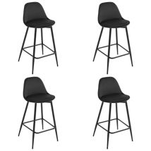 Klihome - Barhocker 4er Set, Küchenhocker Mit Rückenlehne Fußstütze, Barstühle Samt, Tresenhocker Bistrohocker Mit Metallbeinen, Für Küche Bars 