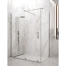 Mampara De Ducha Angular Allstone Hidra 1+1 Con Lateral Fijo, Sin Perfil Inferior Ni Superior 180x70 Cm