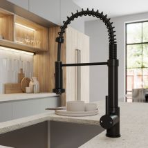 Artikitch - Matt Black Pull Out Kitchen Mixer Tap Modern Mono Swivel Spout Single Lever