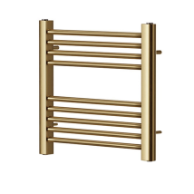 Manissa - York Flat Brushed Brass Central Heating Towel Rail 400mm Wide X 600mm High