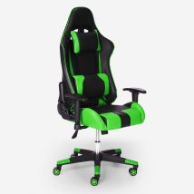Sedia Gaming Ergonomica Braccioli Cuscini Regolabile Adelaide Emerald
