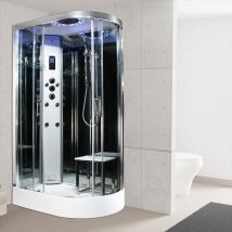 Insignia Steam Shower Cabin 1200x800mm Lh Quadrant Body Jets Platinum Chrome