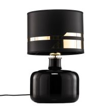 B-Ware Argon Tischlampe Leuchte Bodo Glasfuß Schirm Schwarz Gold Messing Dekor E27 Led