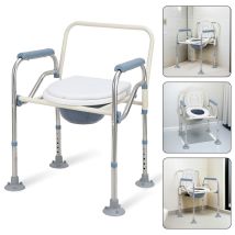 Randaco Sedia Da Bagno Regolabile In Altezza Sedia Da Bagno Con Secchio, Seduta Antiscivolo Sedia Da Notte Ausili Per Il Bagno Sedia Da Doccia Per 