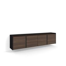 Skraut Home - Mobile Tv Soggiorno, Ampio Spazio A Disposizione, 207x35x50cm, Per Tv Fino A 80", Sospeso, Da Appendere, Stile Moderno, Rovere Scuro E 