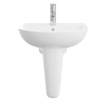 Akw - Navlin Basin And Semi Pedestal 450mm Wide - 1 Tap Hole