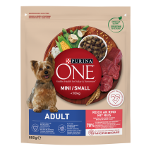 Purina ONE MINI Adult Rind Trockenfutter 800 g – Für kleine Hunderassen – 27 % Protein – 17 % Fett