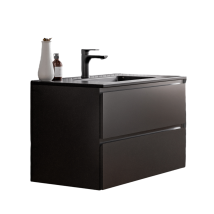 Mueble Bajo Lavabo Ava 80cm Con Lavabo De Cerámica - Color A Elegir:black Matt, Matt Black - Bernstein