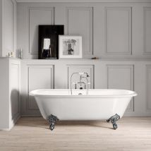 Rogier&mothes - Vasca Da Bagno Freestanding In Ghisa Stile Classico Con Piedini Plymouth Bianca 153 Cm Piedini Cromati