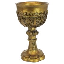 Design Toscano Calice D'Oro Di Re Artù Decorazione Medievale Scultura Calice Gotico, Poliresina, Finitura Color Oro, 22,75 Cm