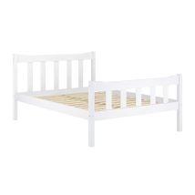 Havana King Size Bed Frame - Pine/metal - L210.8 X W159.8 X H96 Cm - White/pewter - Flat Pack